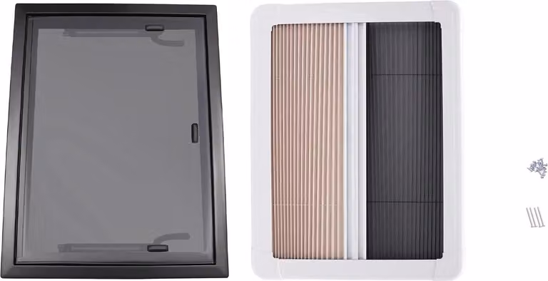 Finestre per camper/roulotte - Finestra a battente per esterni - 65x50 cm - Vetro temperato da 4 mm - Spessore della parete 30–80 mm - Apertura 60x45 cm - Bianco/nero