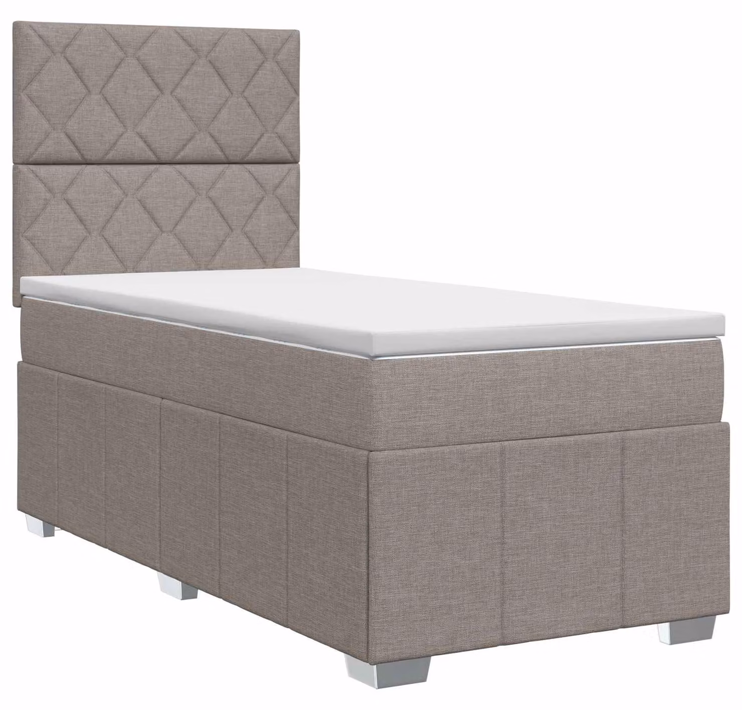 Letto a molle con materasso Taupe 100 x 200 cm in tessuto