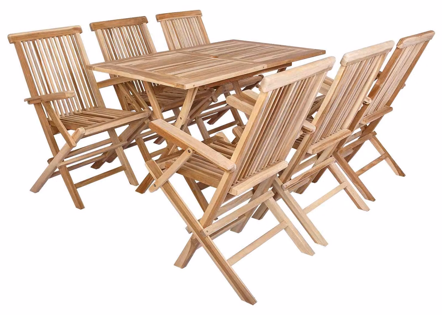 Set di mobili da giardino, 7 pezzi, in legno massello di teak naturale