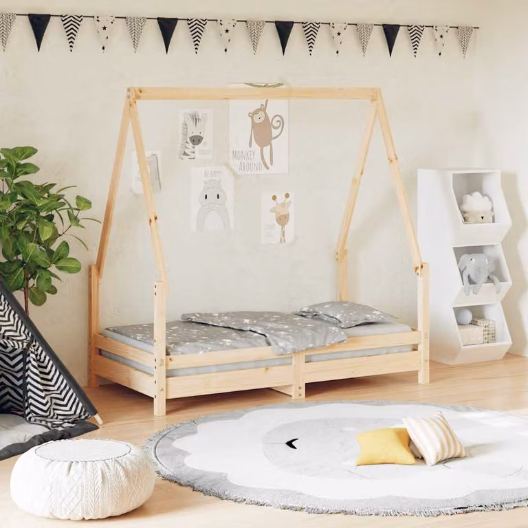 vidaXL Giroletto per Bambini in Legno Massello di Pino, Colore Marrone, L/P/H: 140 x 70 x 75,5 cm