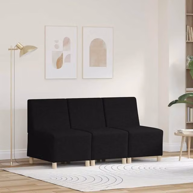 Divano Modulare Senza Braccioli 3 pz-Sofa Modulare-Divanetto Nero 968373