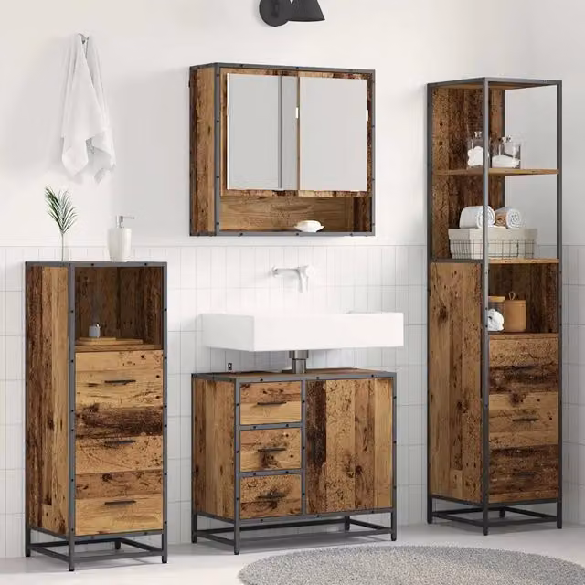 Set di mobili per il bagno 4 pz Legno vecchio 65 x 33 x 60 cm 3402497