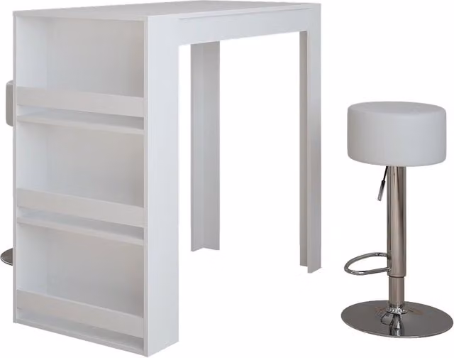 Set di tavolo da bar e 2 sgabelli Vicco Repose Bianco L/P/H: 117 x 57 x 106 cm