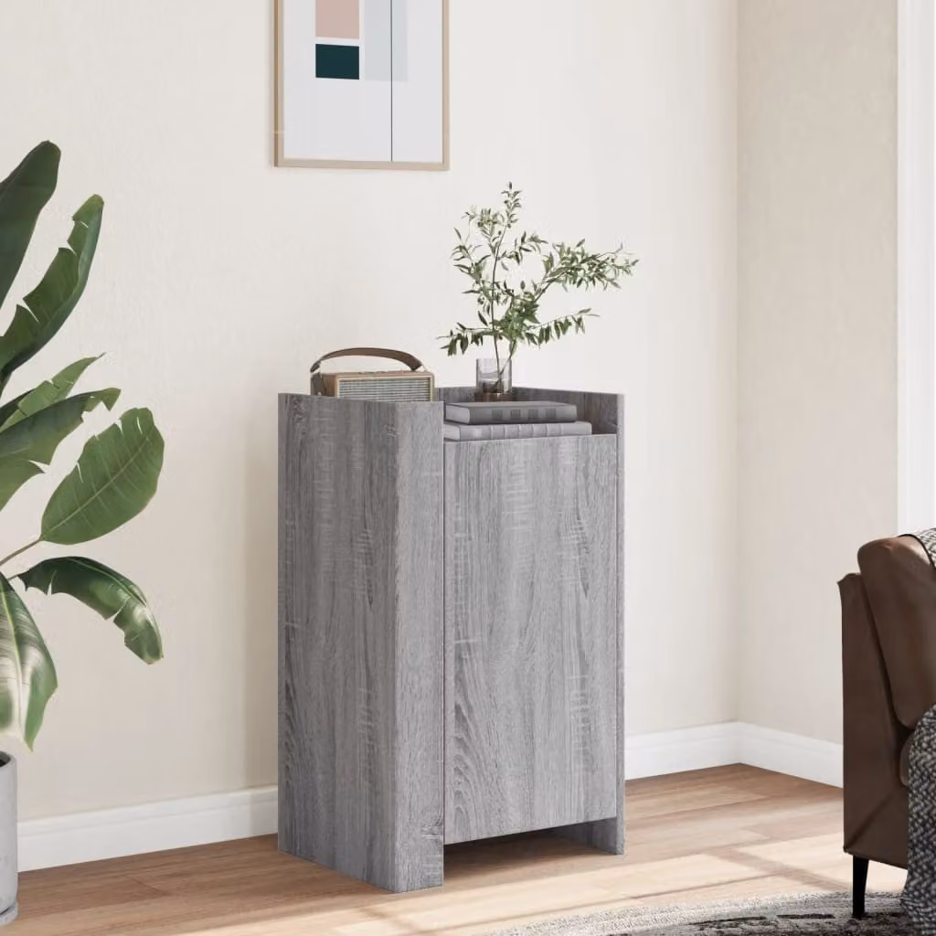 Credenza minimalista vidaXL in legno multistrato e MDF, colore Grigio Sonoma, L 45 cm x P 35 cm x H 75 cm