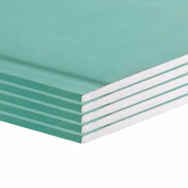 Lastre di cartongesso idrorepellente Fortunato BA13 verde per ambienti umidi con bordo smussato, confezione da 5 pezzi, L: 120 cm, P: 200 cm, H: 1,25 cm