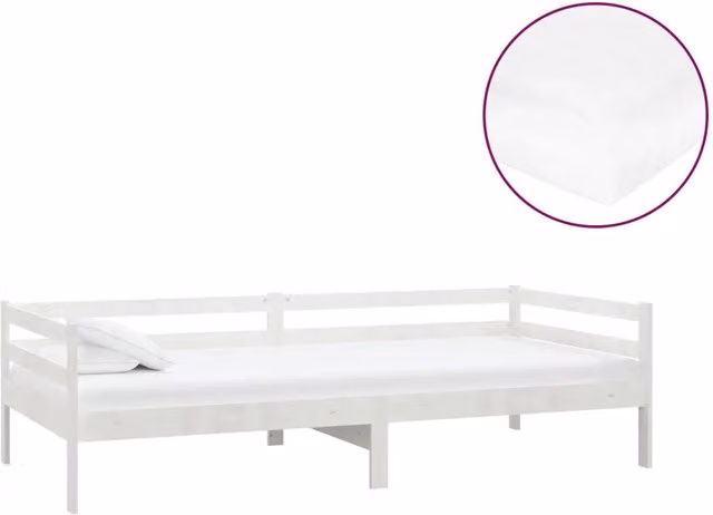 Divano letto | Sof¨¤ letto | Letto singolo con Materasso 90x200 cm Bianco in Legno di Pino