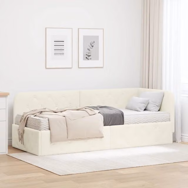 Letto con cornice imbottita in velluto beige vidaXL L 200 x L 80 x H 33 cm