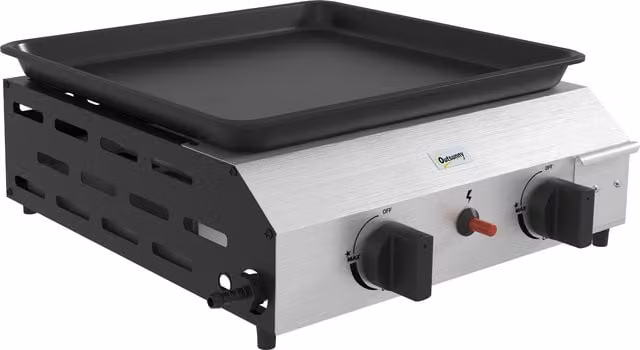 Piastra Barbecue a Gas da Tavolo Outsunny Argento con 2 Bruciatori da 4.8kw – 1
