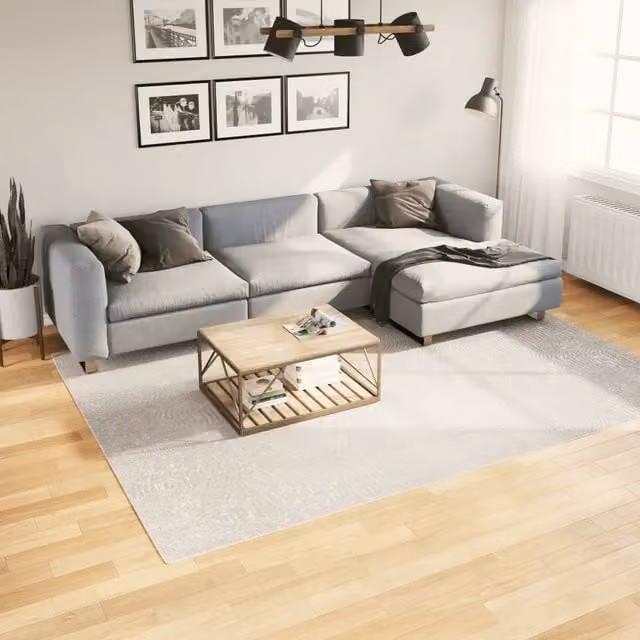 Tappeto vidaXL a pelo corto in poliestere con design geometrico scandinavo, colore beige, L: 200 cm, P: 280 cm