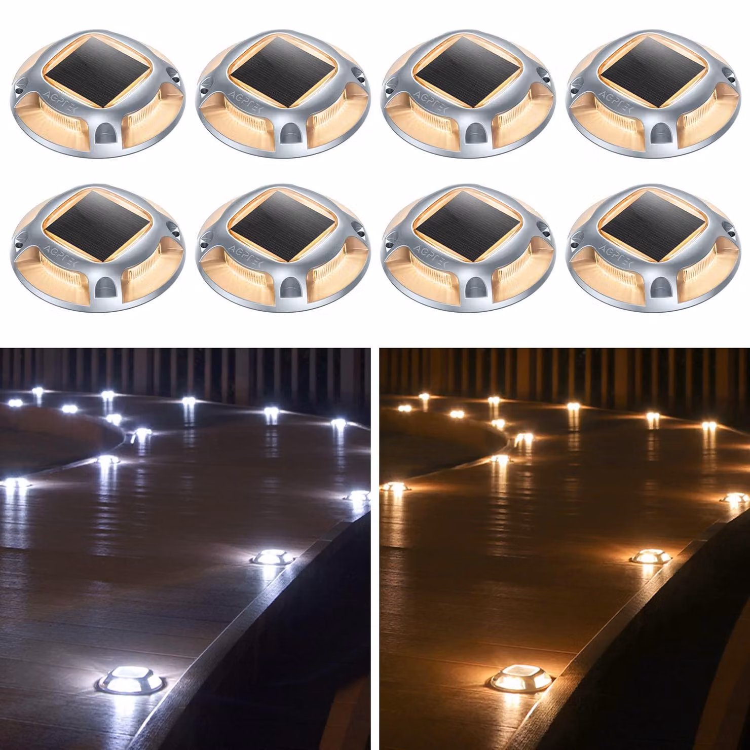 8 luci solari, grado di protezione IP68 (impermeabili), 2 modalità di illuminazione, 40 lumen, luci da giardino da inserire nel terreno