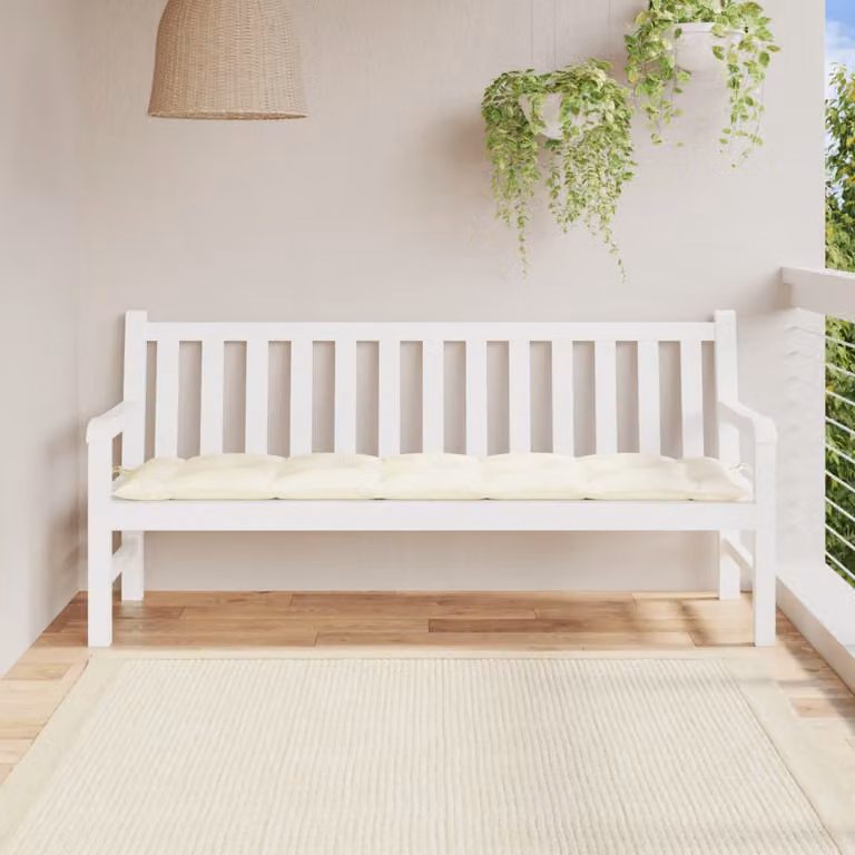 vidaXL Cuscino per Panca da Giardino Beige L: 180 cm, P: 50 cm, H: 7 cm in Tessuto Oxford Idrorepellente e Traspirante