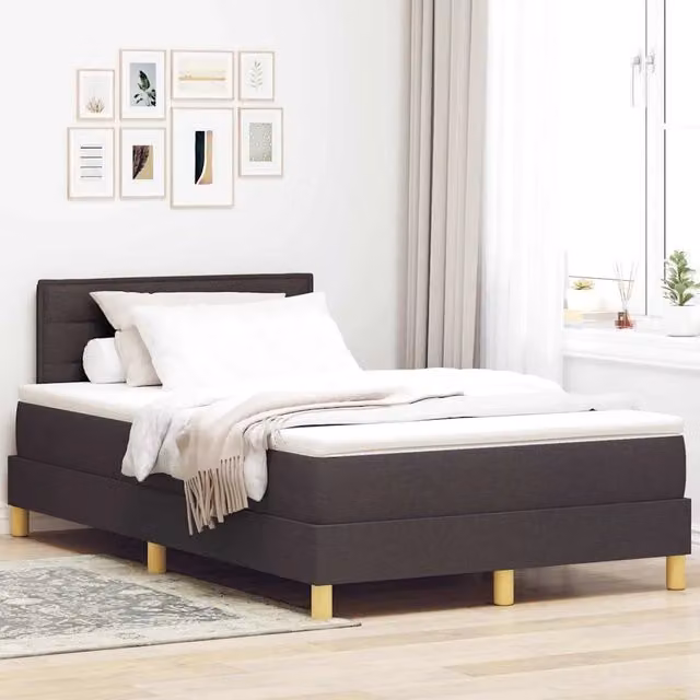 Letto a Sorgente LED Marrone Scuro 120 x 190 cm Tessuto 3342348