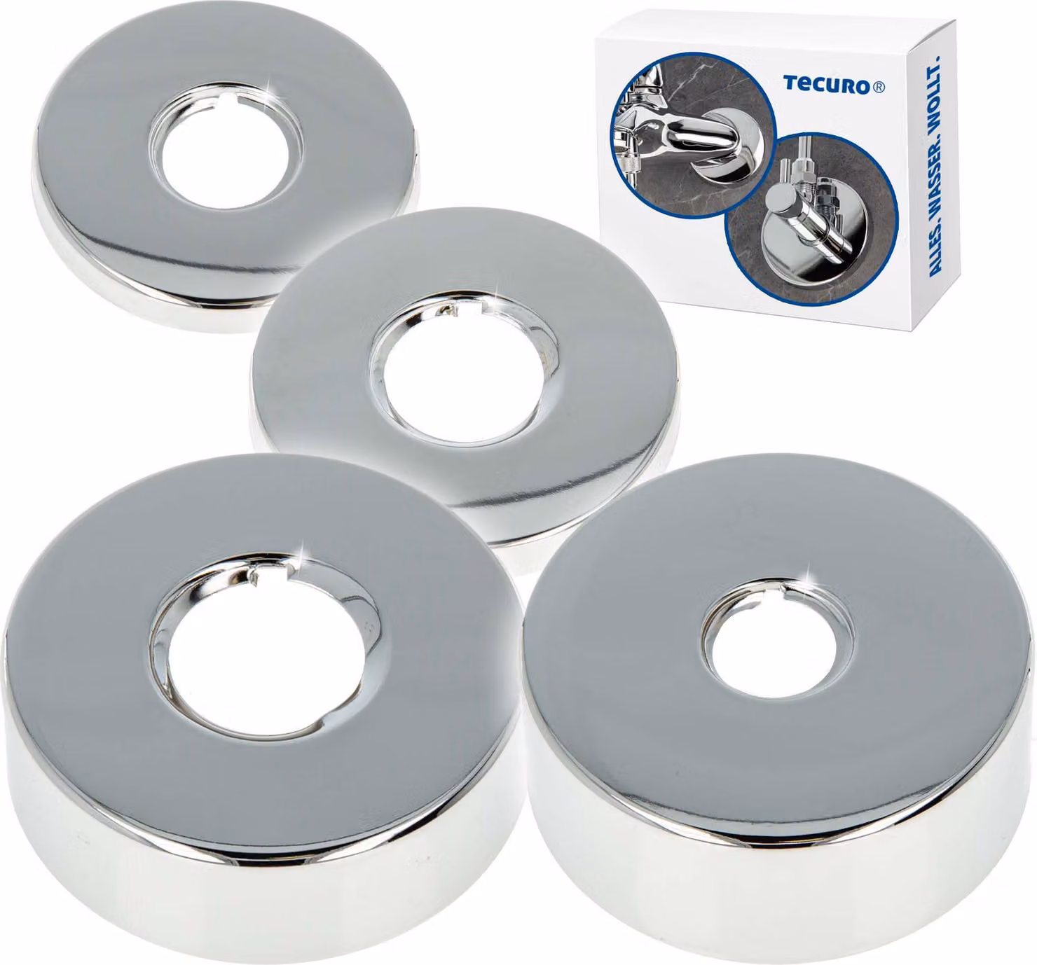 rosone filettato tecuro (3/4) Ø 27 mm x Ø 80 mm x altezza 30 mm, ottone cromato
