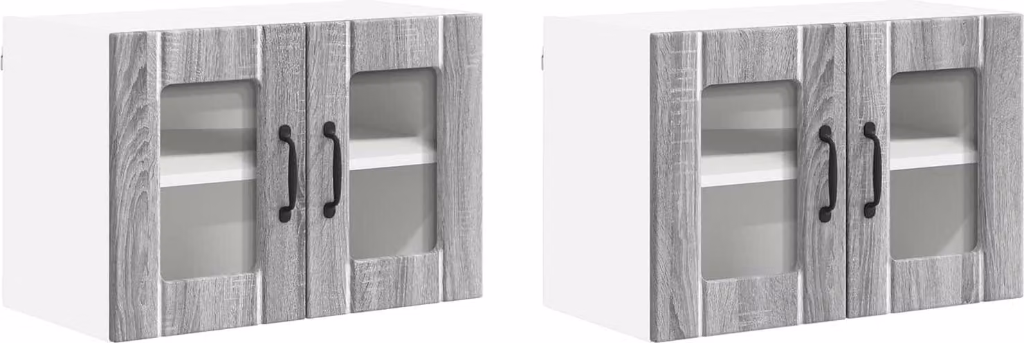 Mobile in vetro da parete LUCCA 2 pcs Grigio Sonoma
