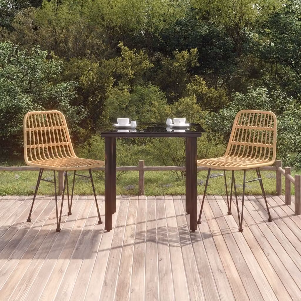 The Living Store Set da pranzo da giardino 3 pz. Set da pranzo da giardino Poly Rattan