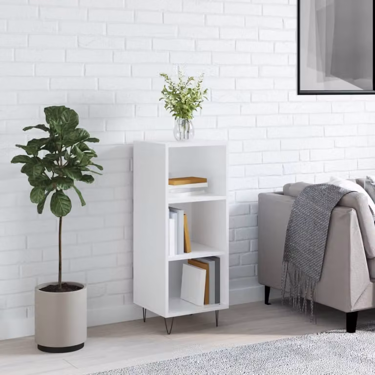 Credenza a parete vidaXL Bianco Lucido in Legno e MDF L: 34,5 cm, P: 32,5 cm, H: 90 cm