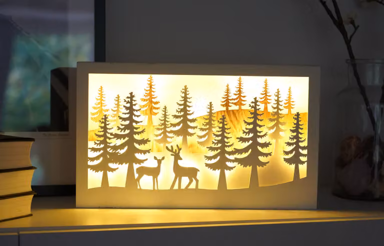 Scena natalizia a LED foresta invernale - circa 40x24 cm