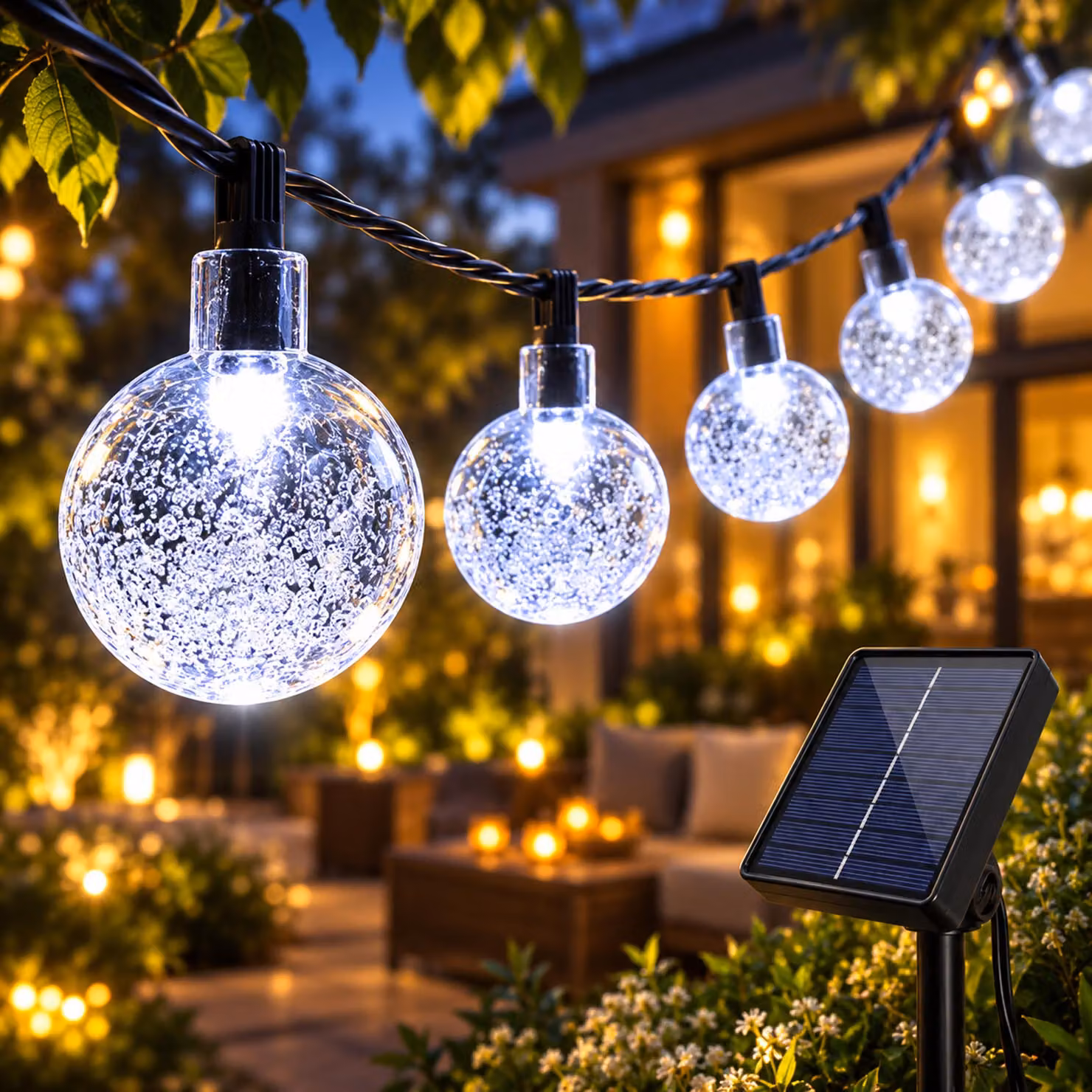 9.5M Fairy Lights Outdoor Solar Light Bulbs LED Fairy Lights, Indoor Outdoor Christmas Lighting Outdoor Garden Decoration, White