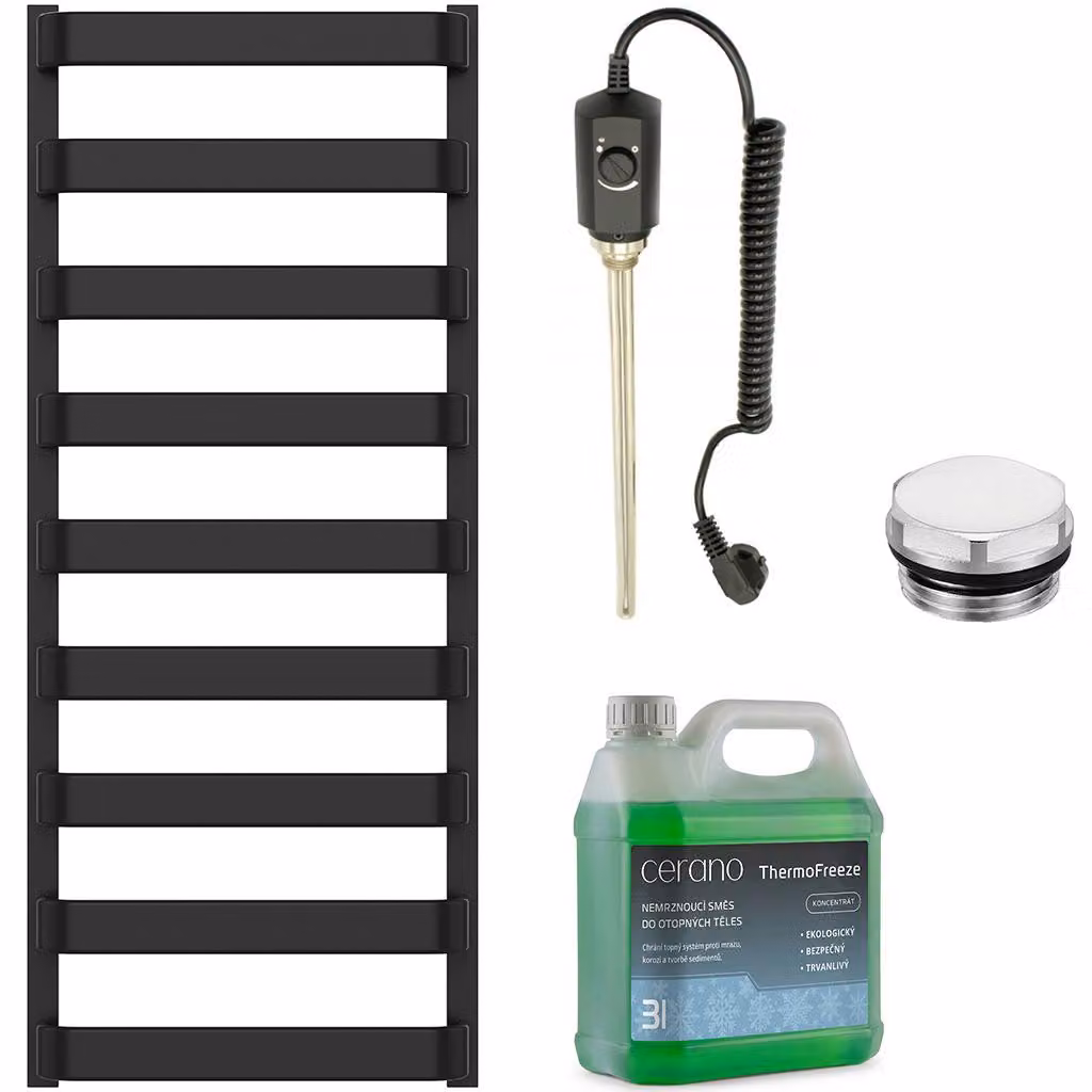 Set di radiatori elettrici da bagno Adriano - 600W - nero opaco - 1200x500 mm