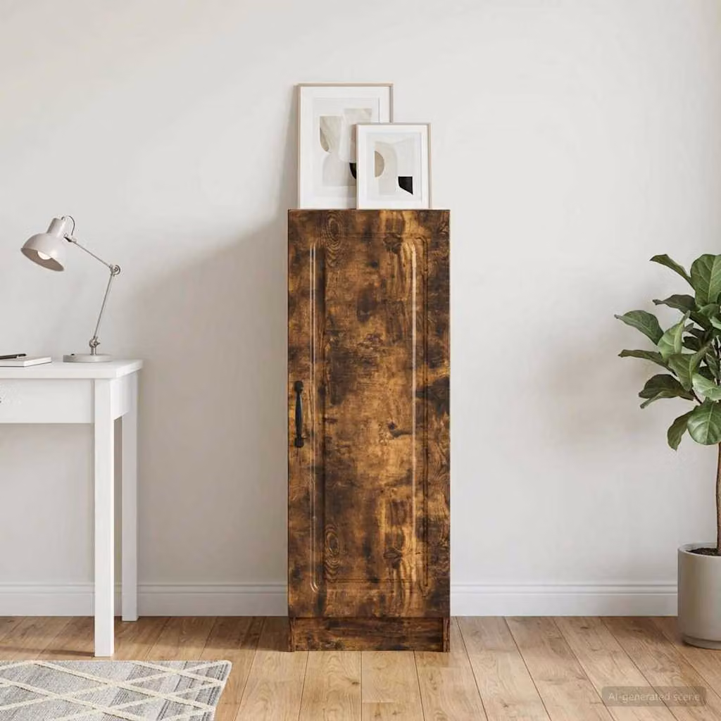 Credenza moderna vidaXL in legno ingegnerizzato color rovere fumo, L: 33 cm, P: 34,5 cm, H: 87 cm