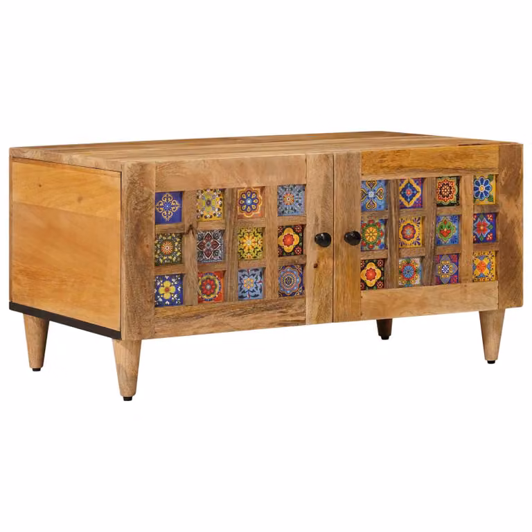 vidaXL Tavolino da salotto in legno di mango marrone L: 80 cm, P: 50 cm, H: 40 cm