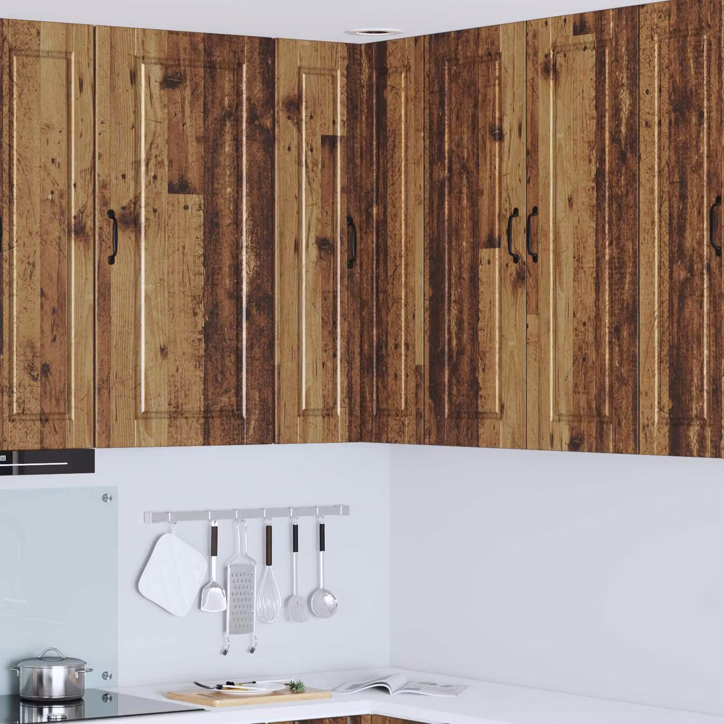 Mobile angolare da parete PORTO vidaXL in legno marrone stile rustico L/P/H: 57 x 57 x 100 cm