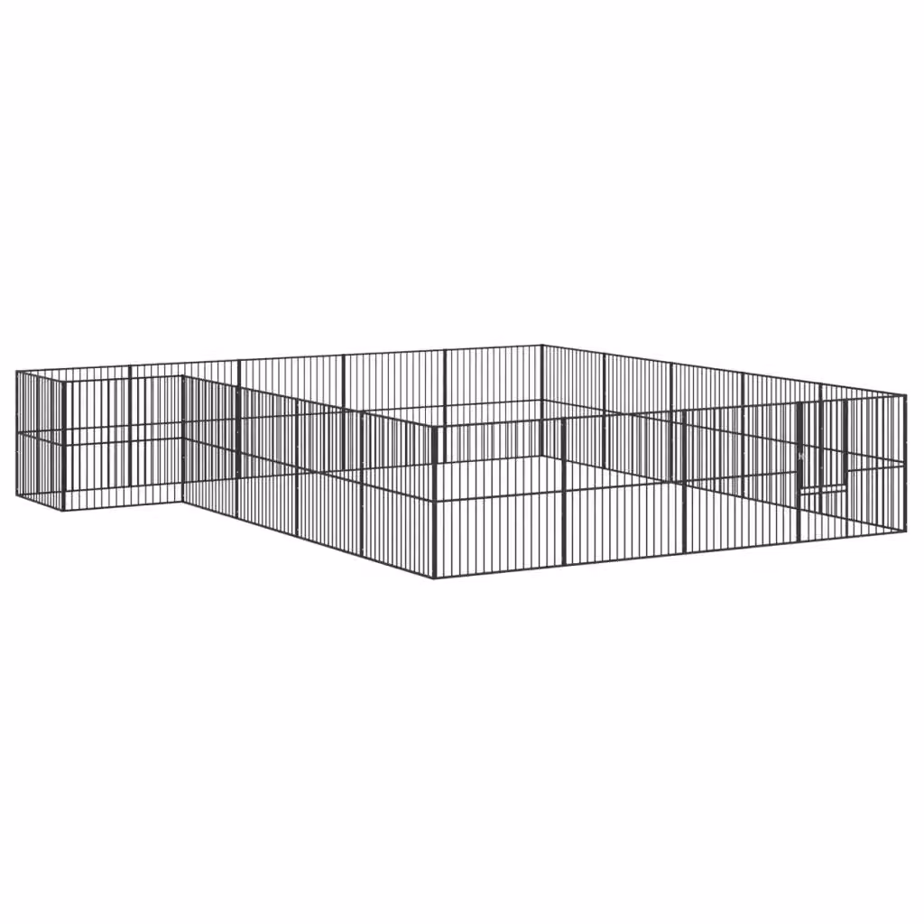 Box per cani VIDAXL in metallo nero con 20 pannelli in acciaio zincato – 2