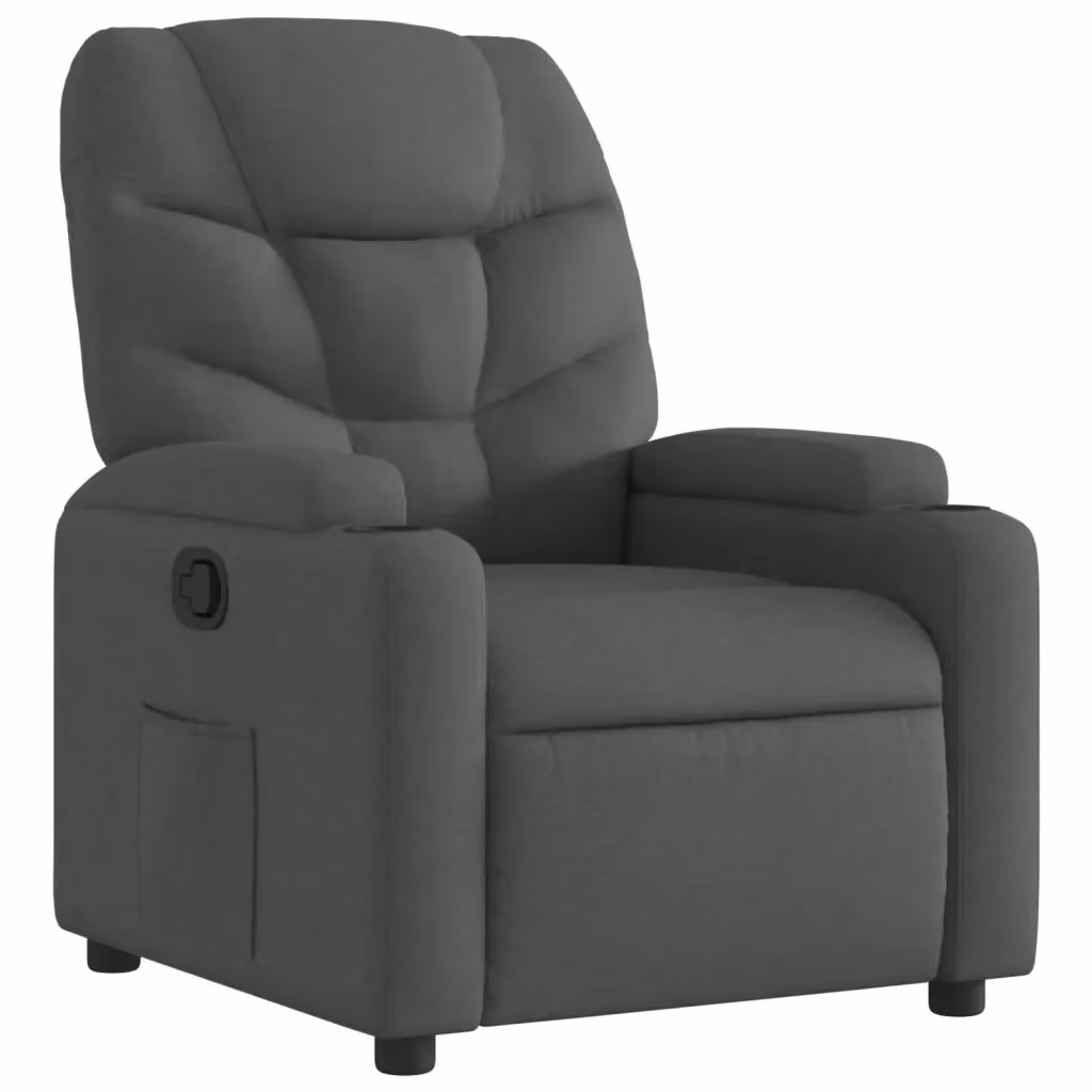 Poltrona reclinabile relax vidaXL in tessuto grigio con braccioli e leva manuale – 2