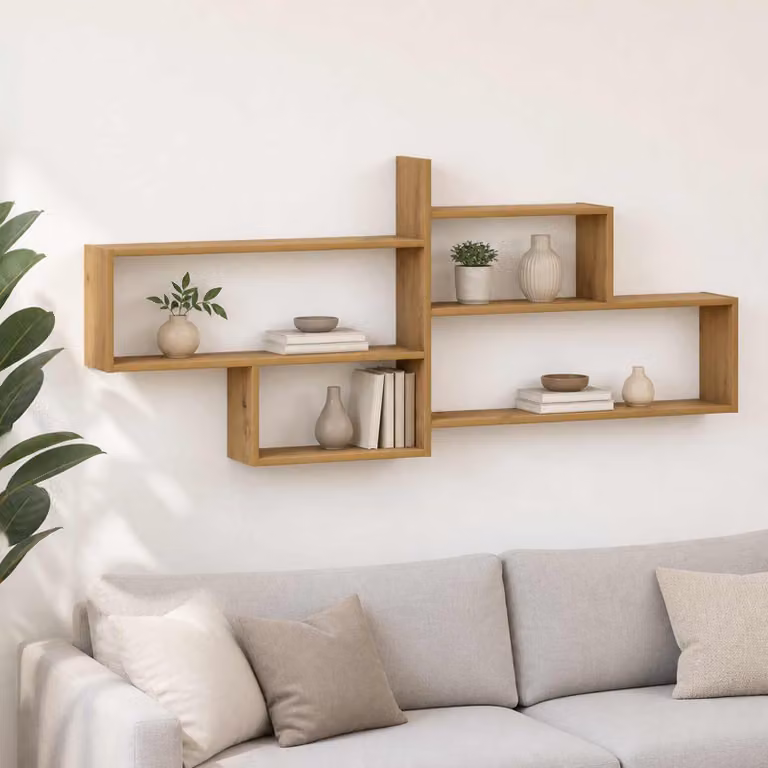 Scaffale da parete vidaXL in legno marrone stile minimalista L: 68 cm, P: 17 cm, H: 168,5 cm