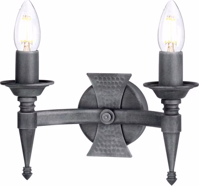 Applique candela Saxon doppia E14 nero/argento Elstead