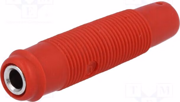1 connettore a banana da 4 mm, placcato in rosso, 60 VDC, 16 A, 3 mΩ, modello KUN30RT. Connettori a banana da 4 mm