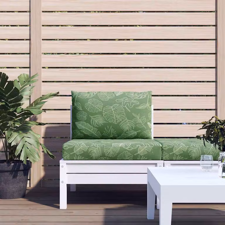 Set di 2 cuscini per pallet vidaXL verdi con motivo a foglie in poliestere resistente all'acqua e ai raggi UV