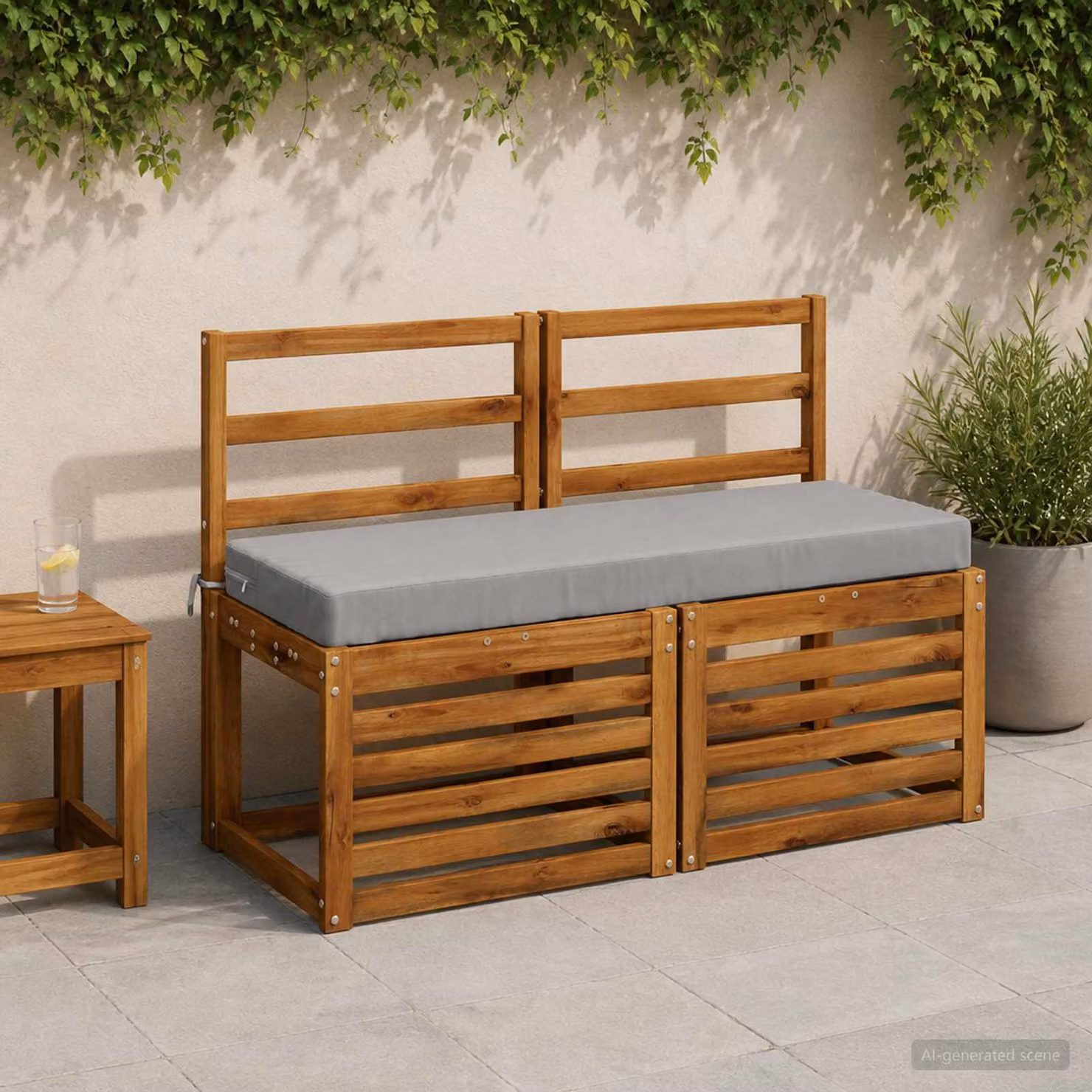 Set di 2 cuscini per panchina vidaXL SOEST grigi in poliestere con rivestimento rimovibile e resistente ai raggi UV
