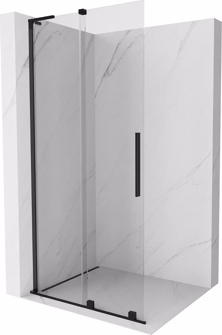 Mexen Velar L parete doccia scorrevole Walk-in 100 x 200 cm, trasparente 8 mm, nero - 871-100-003-03-70
