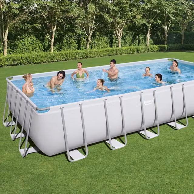 Piscina rettangolare con filtro a sabbia Bestway in grigio L: 732 cm, P: 366 cm, H: 132 cm