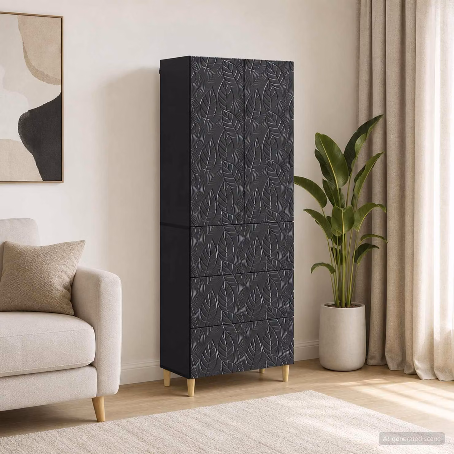 Set di 2 armadi moderni vidaXL in legno MDF nero con ante a battente e serratura L/P/H: 66 x 34,5 x 90 cm