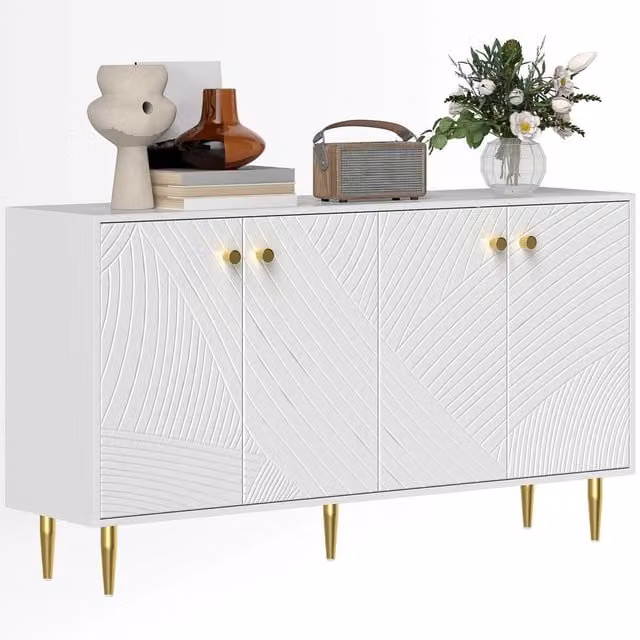 Armadio da soggiorno con ante e ripiani regolabili ¨C Minimal ¨C 140x35x77,5 cm bianco