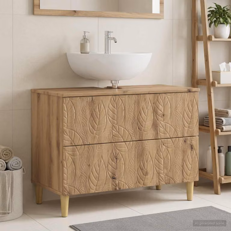 Armadio per lavabo da bagno vidaXL DELFT in legno rovere marrone moderno con ante a battente