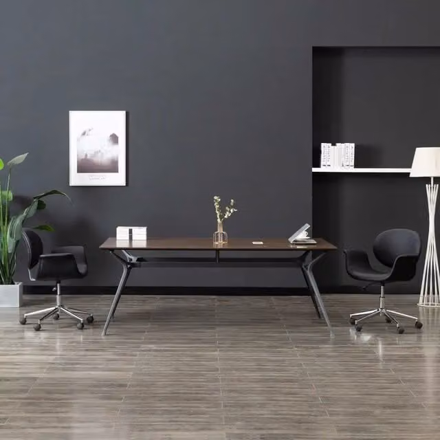 Sedia da Pranzo Girevole Moderna vidaXL in Similpelle Nero con Ruote
