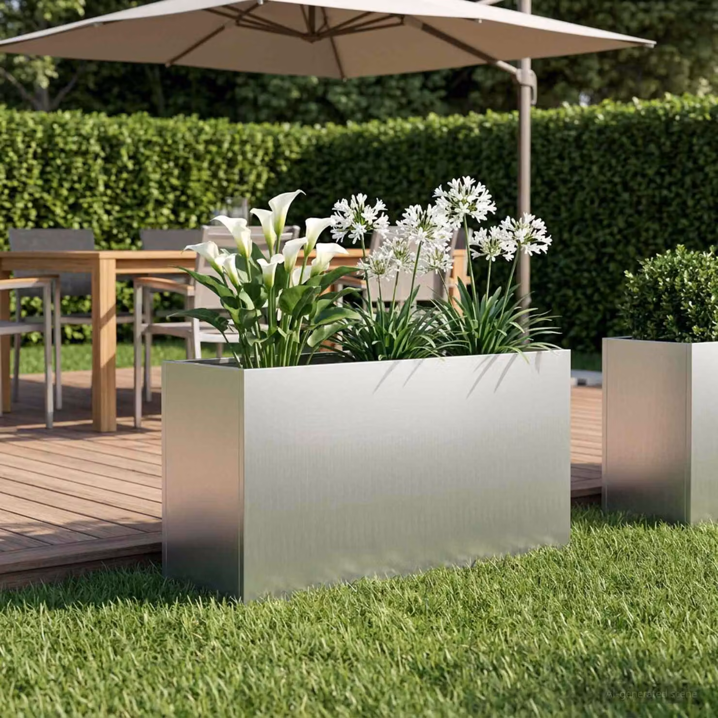 Vaso da giardino vidaXL in acciaio zincato Argento L: 100 cm, P: 30 cm, H: 40 cm