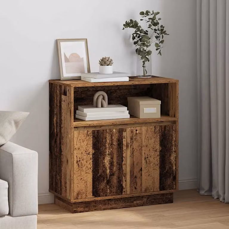 Madia moderna vidaXL con illuminazione LED integrata in legno ingegnerizzato marrone, L 71 x P 34,5 x H 75 cm