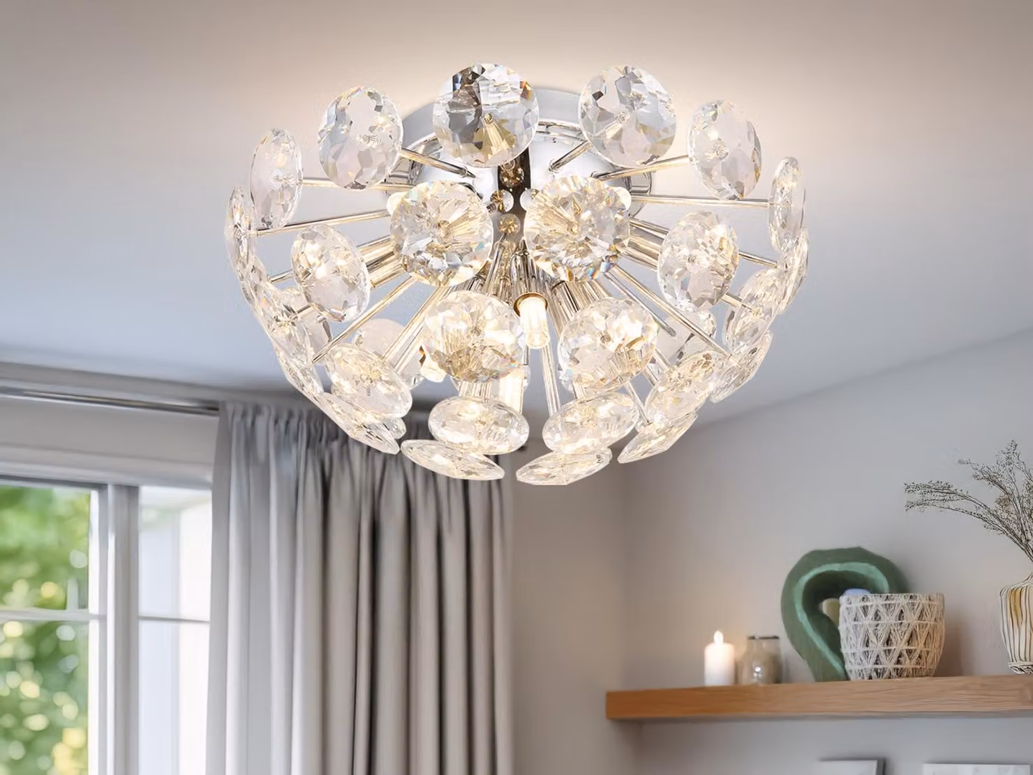Lampada da soffitto VIRINA argento, Ø 39 cm