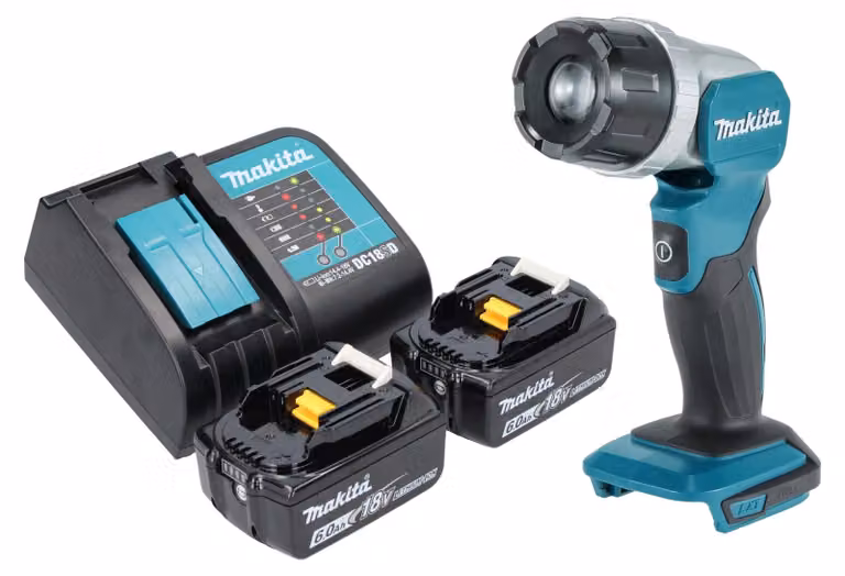Makita DML 808 SG lampada portatile a batteria 14,4 / 18 V 190 lm LED + 2x batteria ricaricabile 6,0 Ah + caricatore