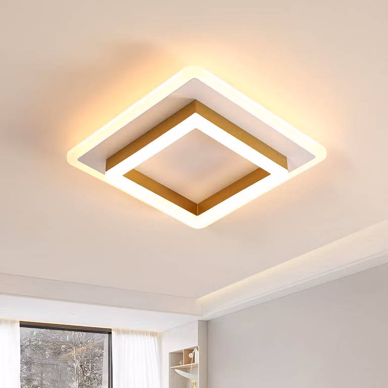 Lampada da soffitto a LED, 30W, 3600 lumen, colore oro, design geometrico, luce bianco caldo