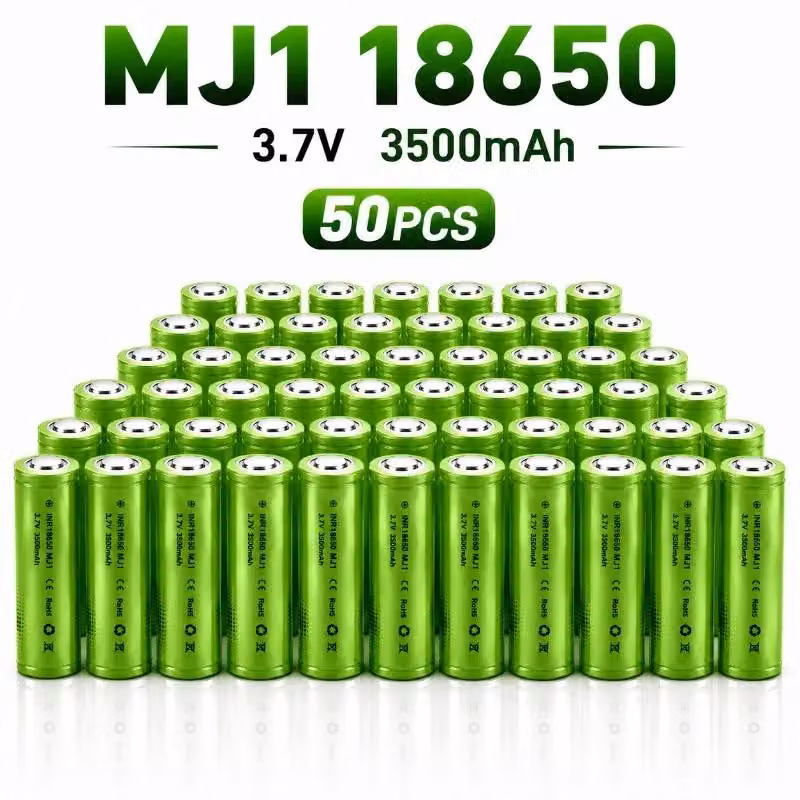 Batterie agli ioni di litio - Modello 18650 MJ1 - Confezione da 50 pezzi - 3500 mAh - 3,7 V - Ricaricabili