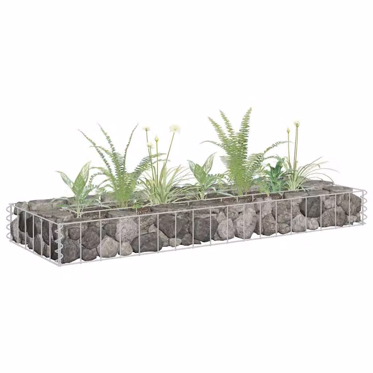 vidaXL Letto Rialzato a Gabbione in Acciaio Zincato Grigio L 90 cm x P 30 cm x H 10 cm