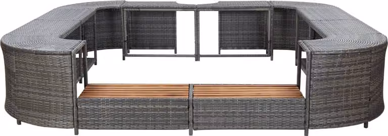 Bordo Spa Quadrato Grigio 268 x 268 x 55 cm in Polyrattan