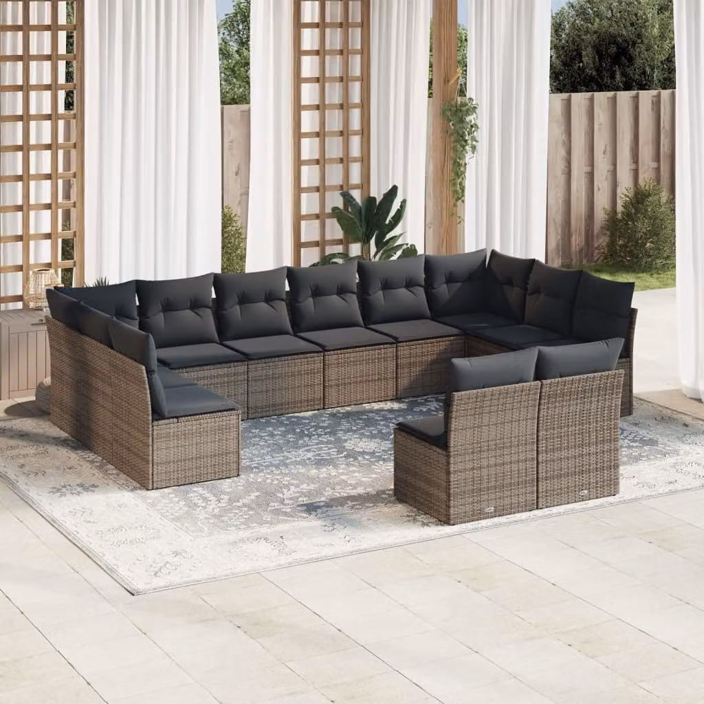 Maison Exclusive - Set Divani da Giardino 12 pz con Cuscini Grigio in Polyrattan