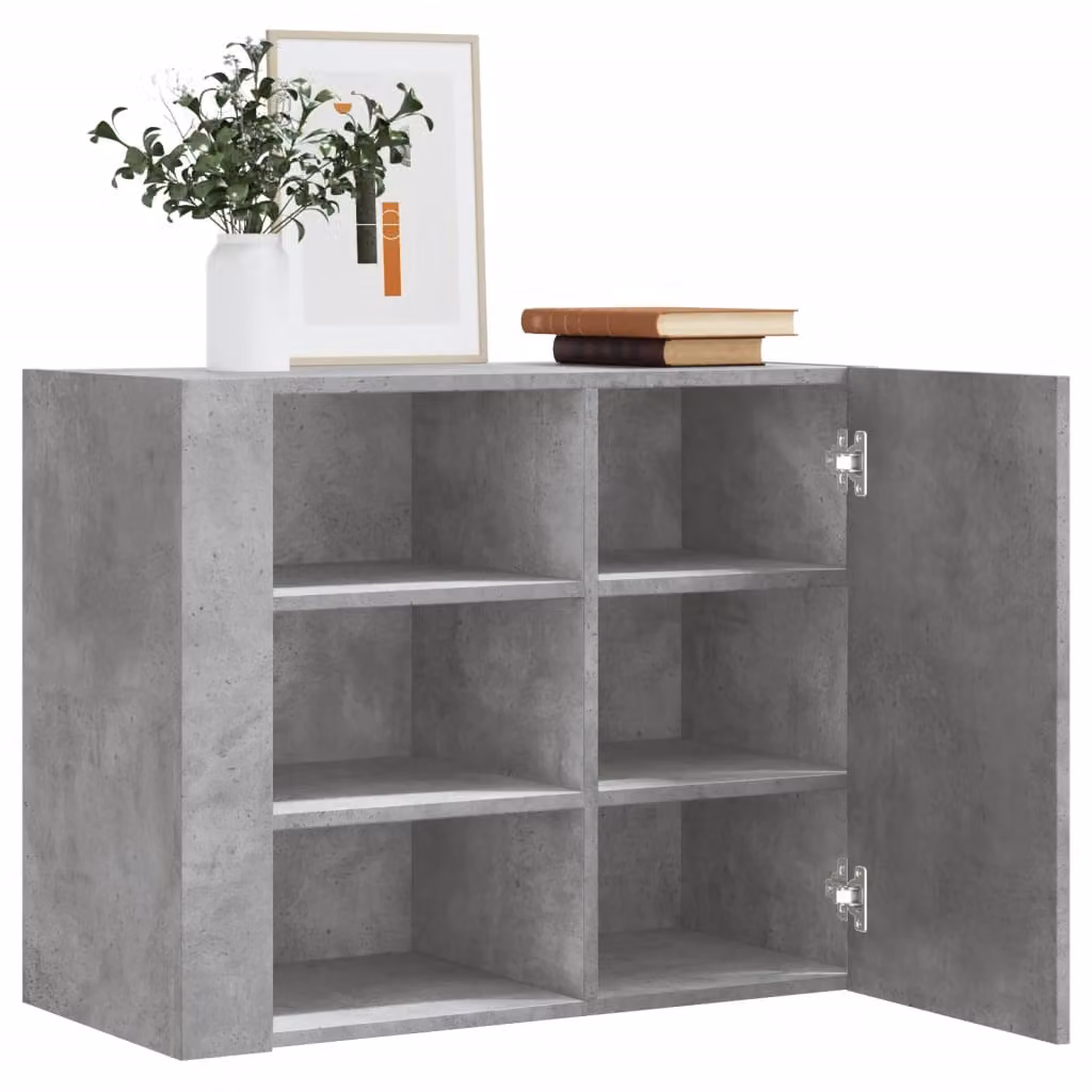 Armadietto a muro vidaXL moderno in MDF grigio opaco con ante a battente e ripiani interni L: 75 cm, P: 35 cm, H: 60 cm