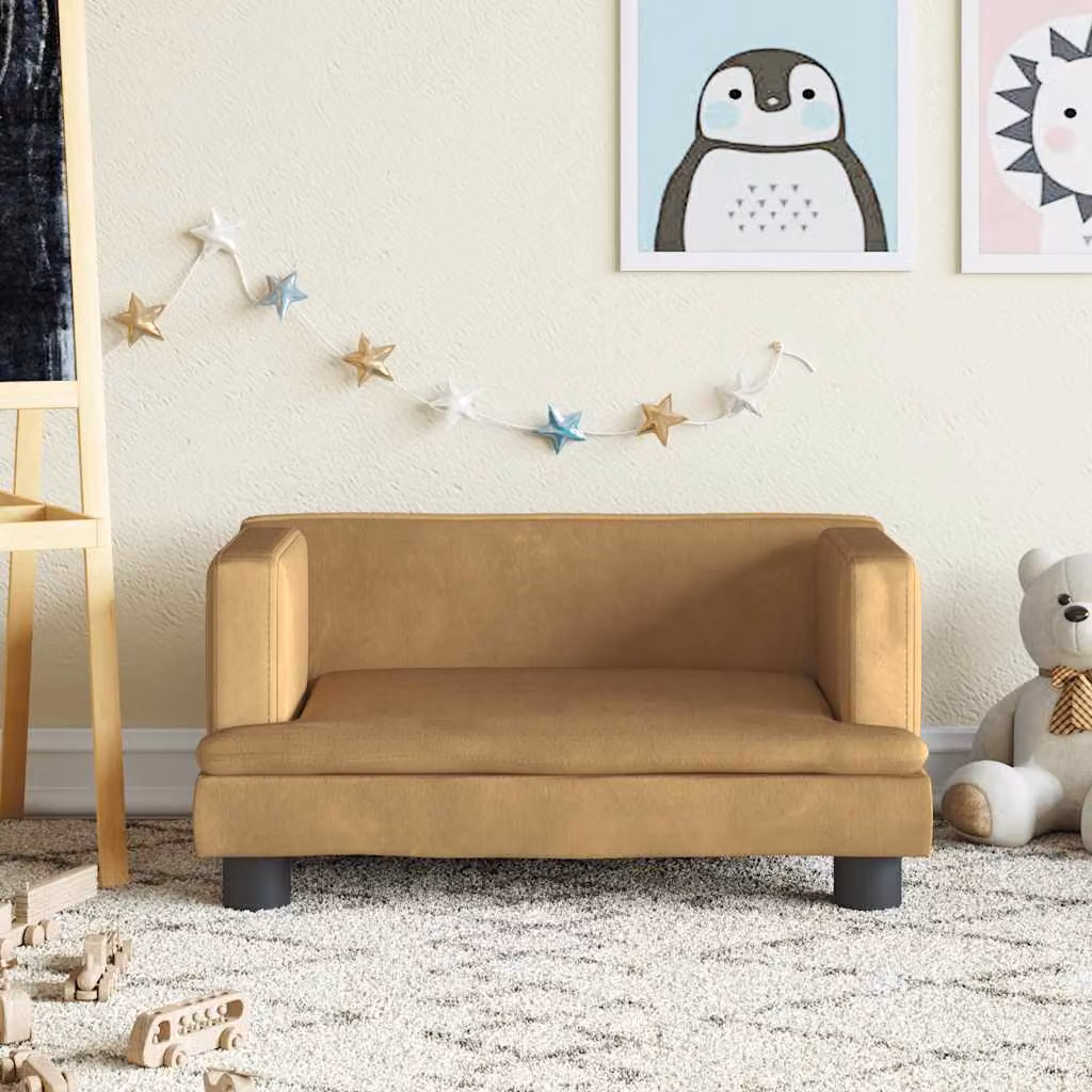 vidaXL Divano per bambini in velluto marrone L: 60 cm, P: 40 cm, H: 30 cm
